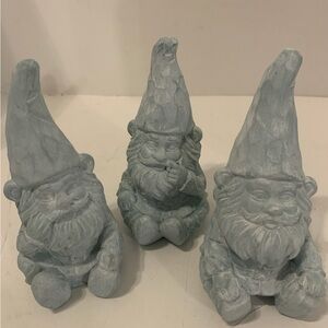 Whimsical Gray Gnome Sculpture Set
